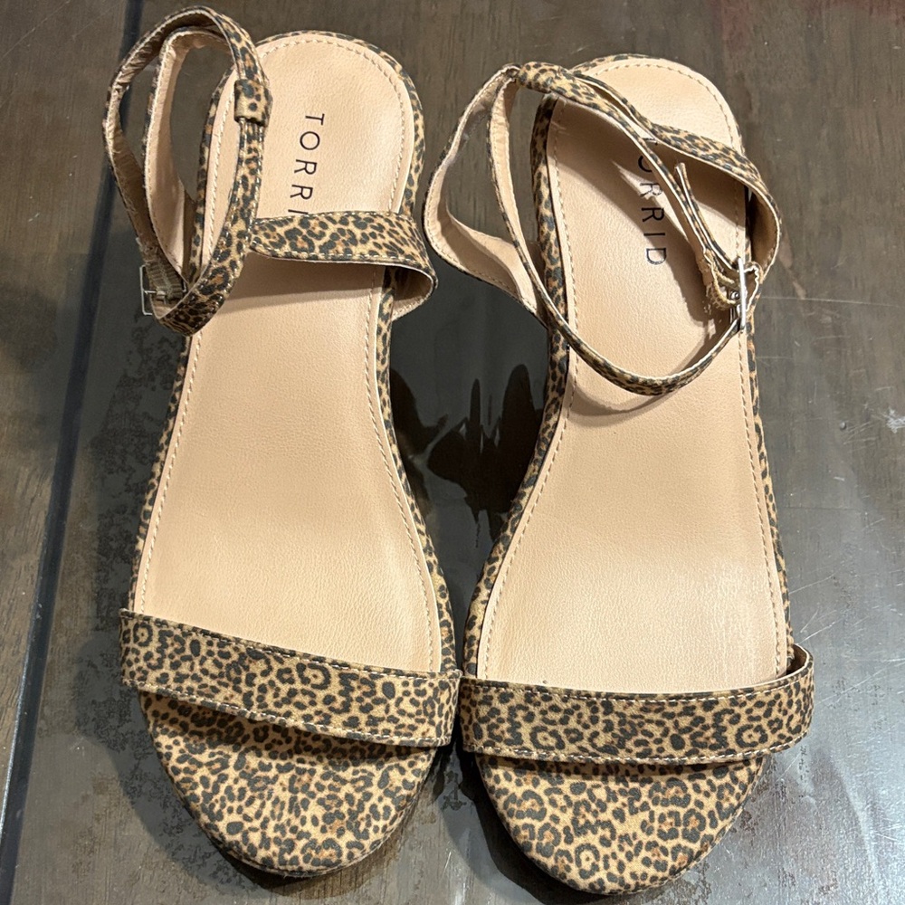 Torrid Tan and Black Leopard Sandals 9.5WW